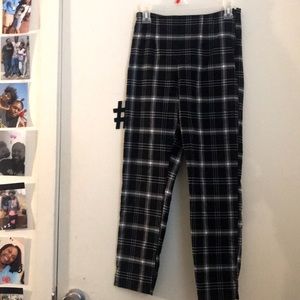 high waist ankle plaid pants